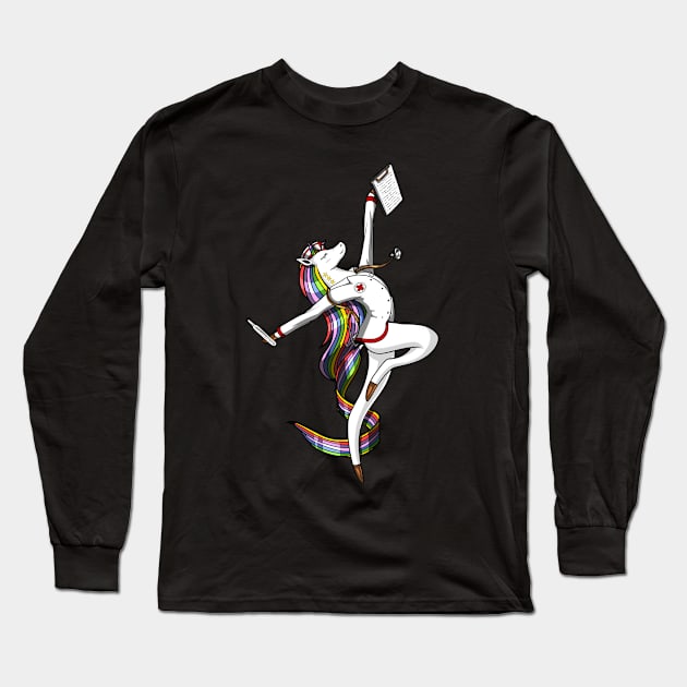 Unicorn Nurse Long Sleeve T-Shirt by underheaven